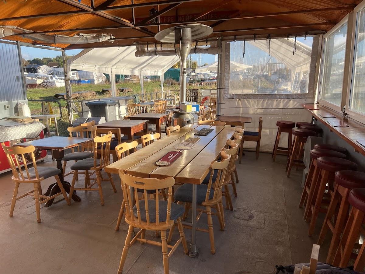 Deben Cafe Bar on HMS Vale, Melton Boatyard
